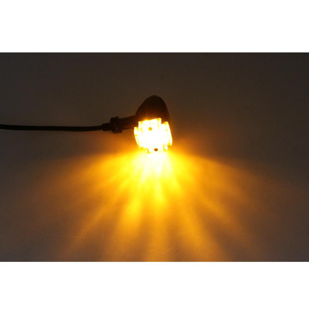 Pair Amber Light for Motorcycle Front Rear Turn Signal Indicator Bulb Black