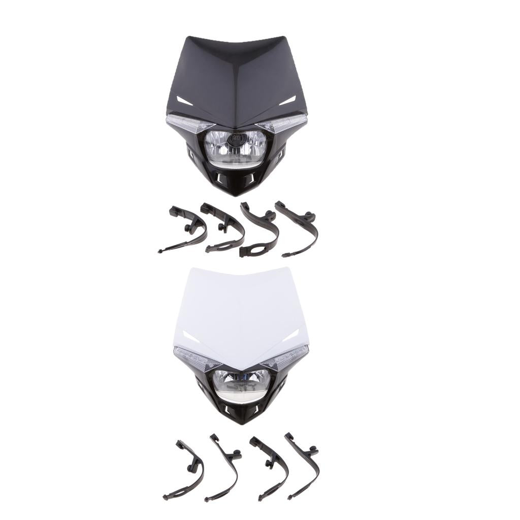 Motorcycle LED Headlight Headlamp for Dirt Bike Enduro Street Fighter Black