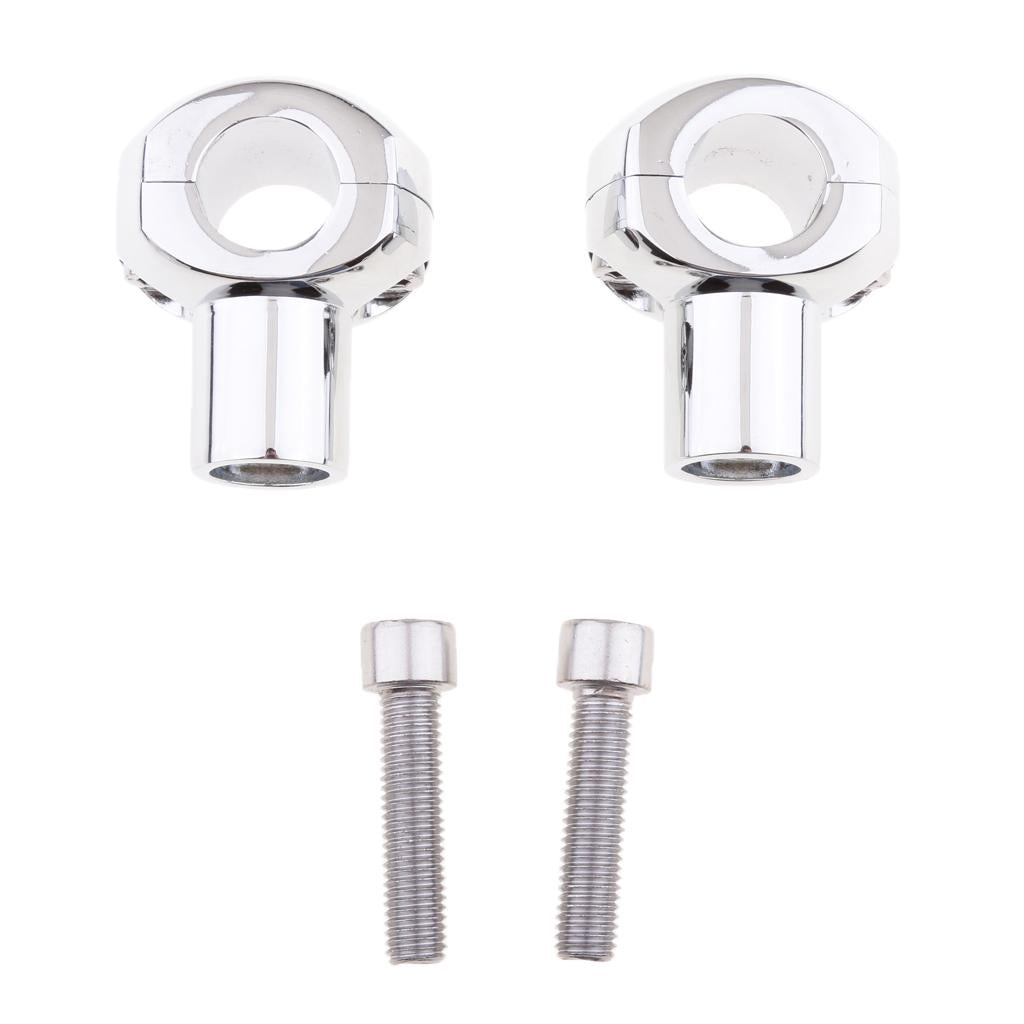  Chrome Edge Cut 1" 25mm Round Handlebar Riser Mounts Clamp For Harley