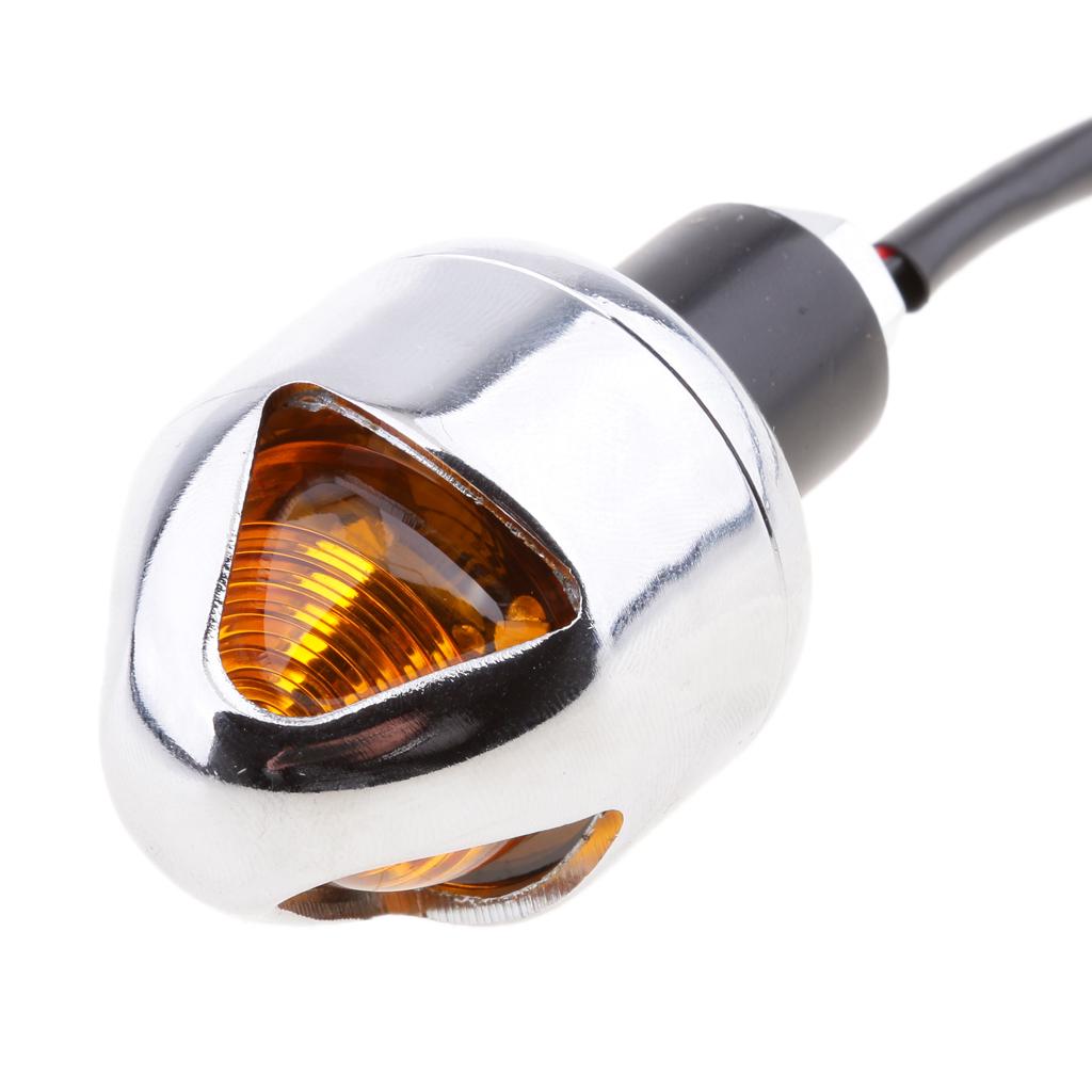 Motorcycle Retro Metal Turn Signal Light Indicator LED Lamp Silver