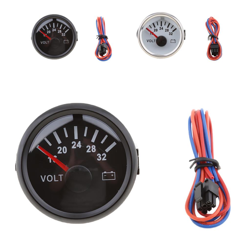 Marine Boat Car Voltmeter 16-32V 52mm 2-1/16 Marine Boat Parts Black"