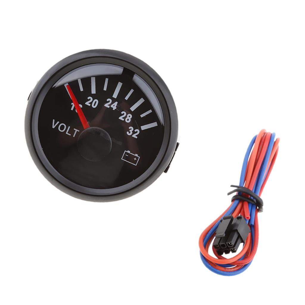 Marine Boat Car Voltmeter 16-32V 52mm 2-1/16 Marine Boat Parts Black"