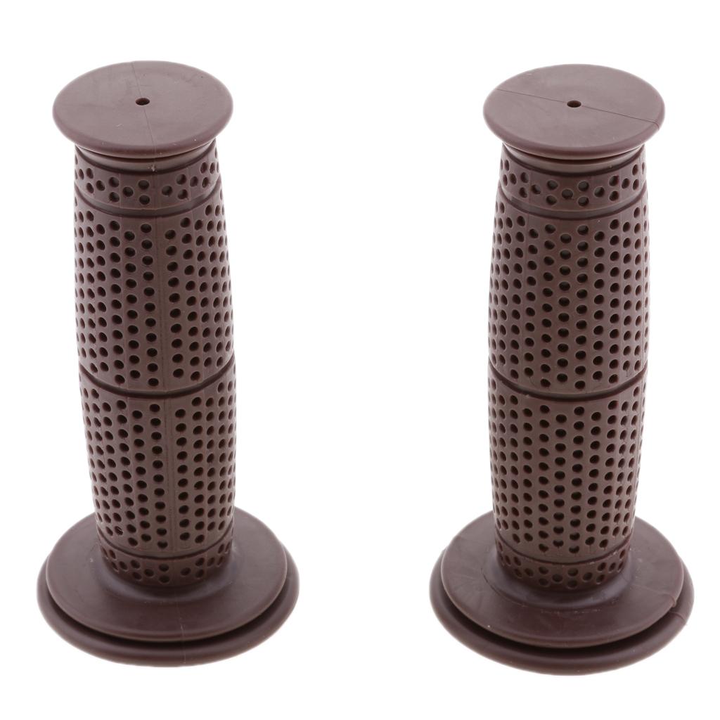 1 Pair 22/24mm Universal Motorcycle Retro Handlebar Grips Dark Brown