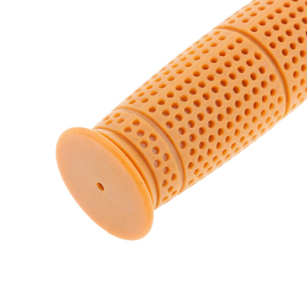 1 Pair 22/24mm Universal Motorcycle Retro Handlebar Grips Dark Yellow