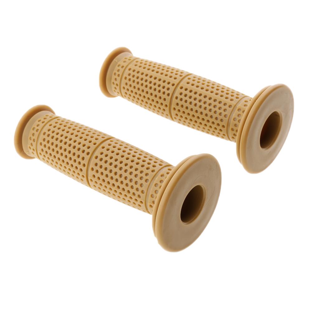 1 Pair 22/24mm Universal Motorcycle Retro Handlebar Grips Yellow