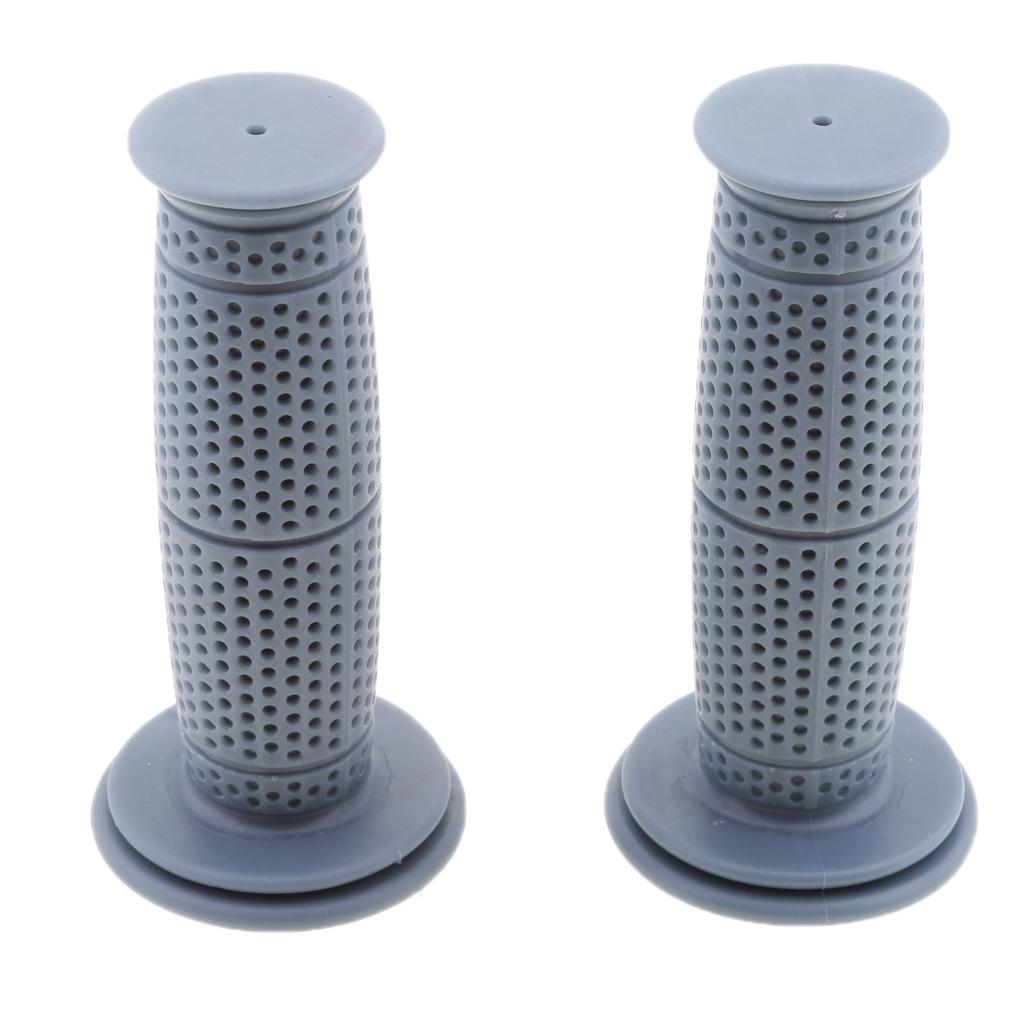 1 Pair 22/24mm Universal Motorcycle Retro Handlebar Grips Grey Blue