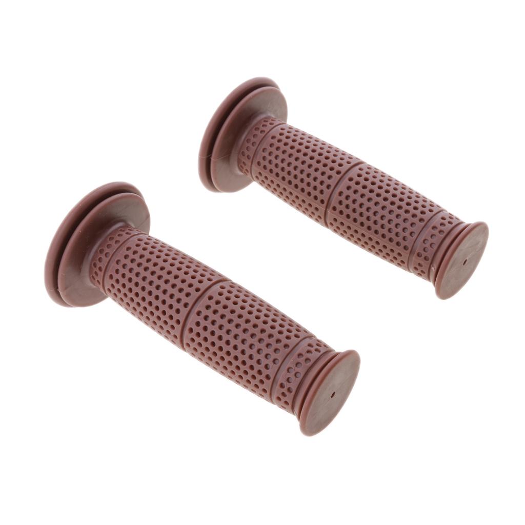 1 Pair 22/24mm Universal Motorcycle Retro Handlebar Grips Brown