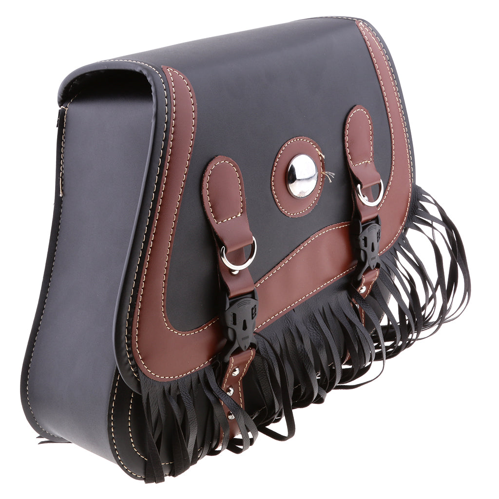 Studded Leather Motorcycle Tassels SaddleBags Panniers Luggage