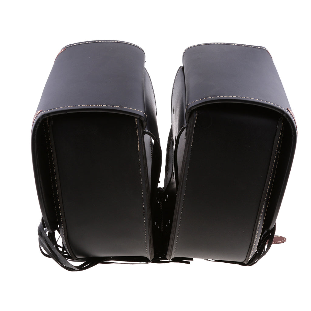 Studded Leather Motorcycle Tassels SaddleBags Panniers Luggage