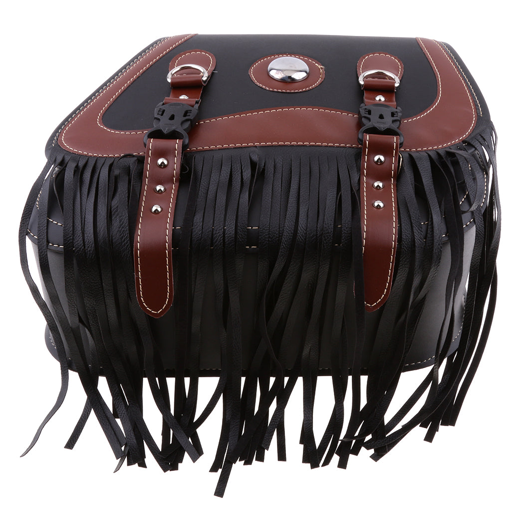 Studded Leather Motorcycle Tassels SaddleBags Panniers Luggage