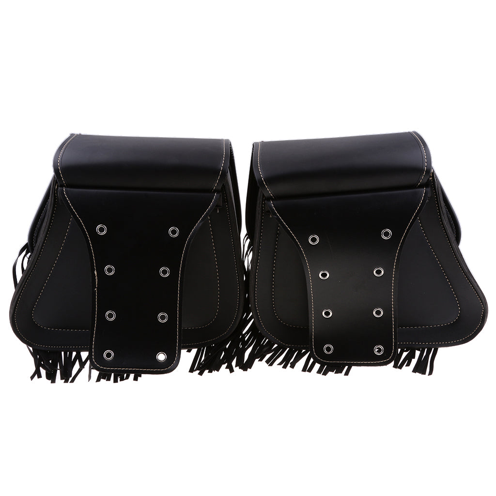 Studded Leather Motorcycle Tassels SaddleBags Panniers Luggage
