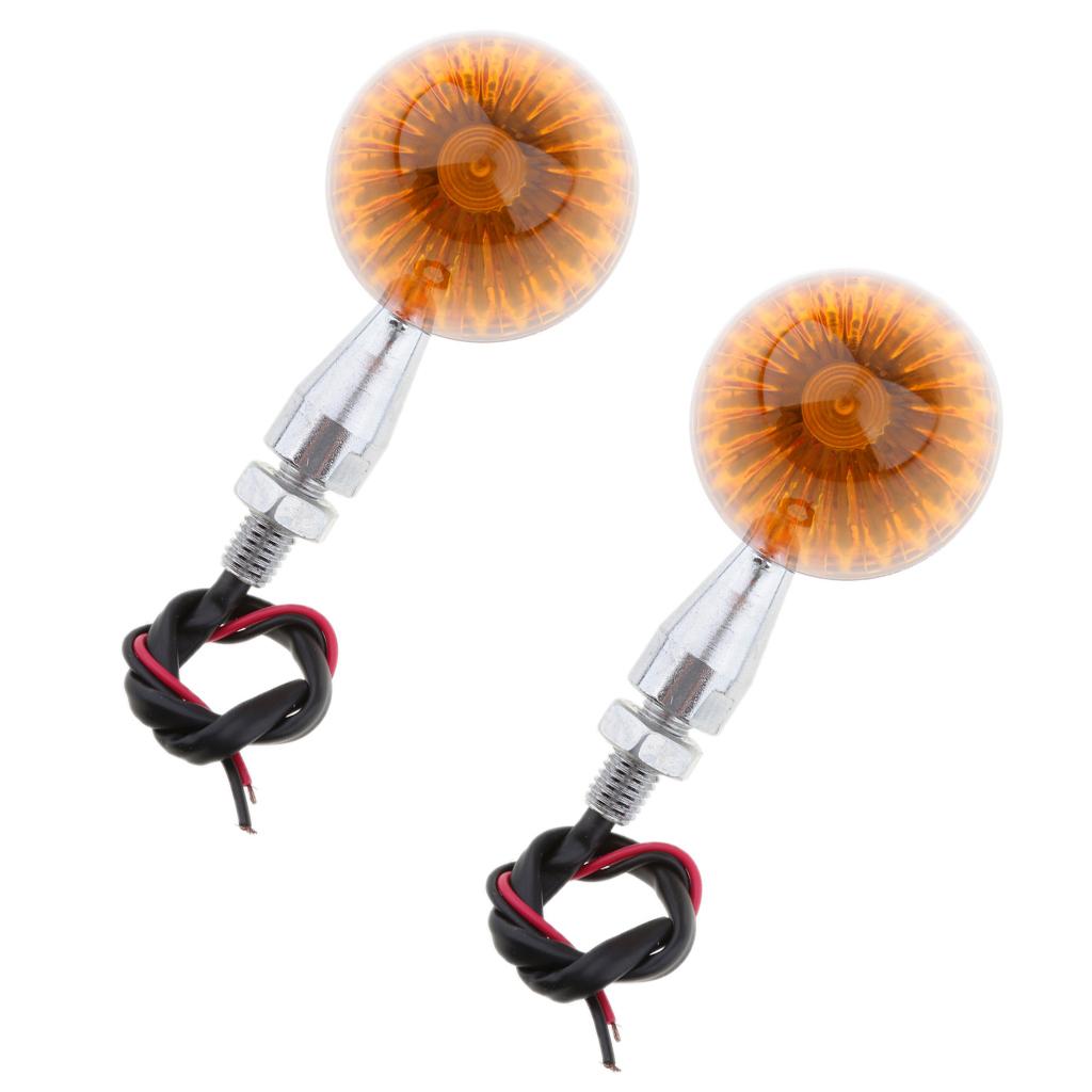 Pair of Universal Motorcycle Metal Turn Signals Indicator Lamps Sliver 2