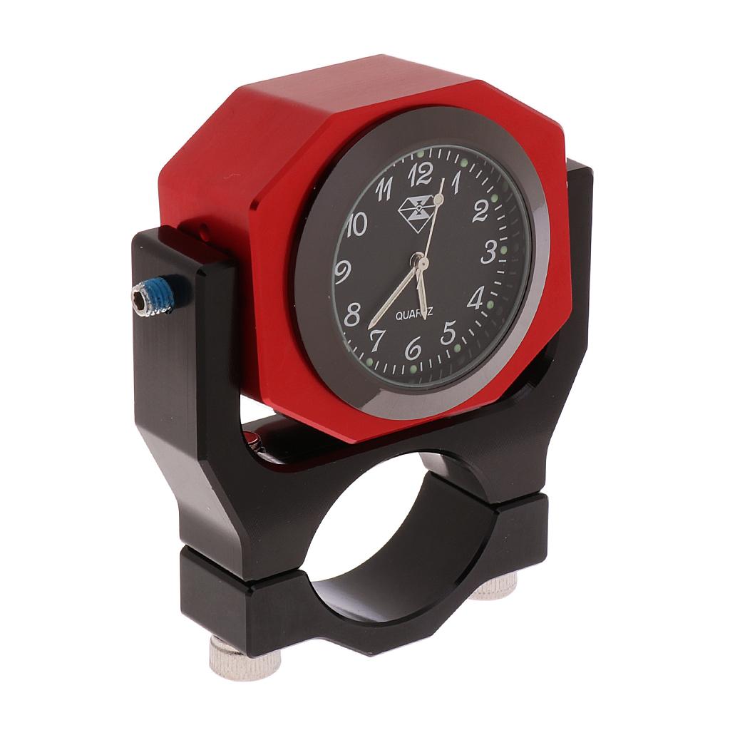 7/8 Handlebar Motorcycle Dial Clock Thermometer Luminous for Honda Red"