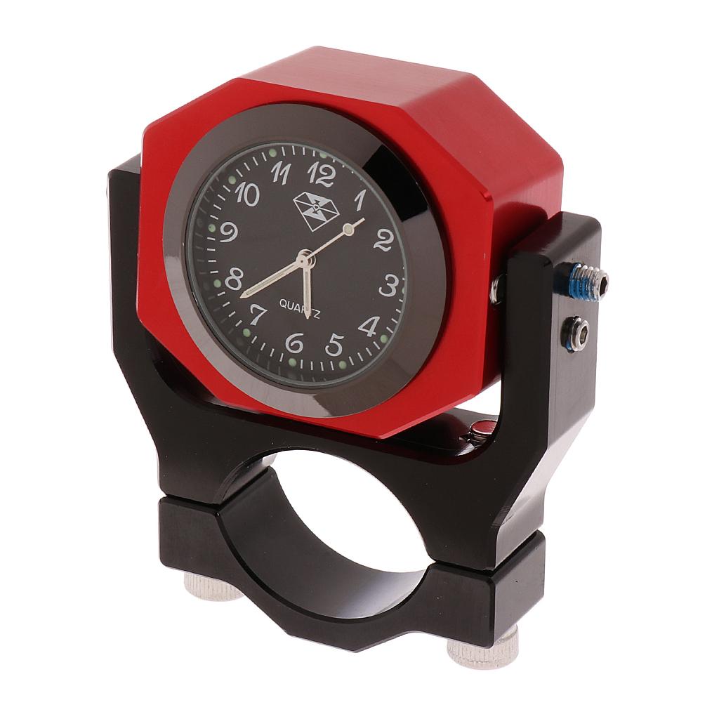7/8 Handlebar Motorcycle Dial Clock Thermometer Luminous for Honda Red"