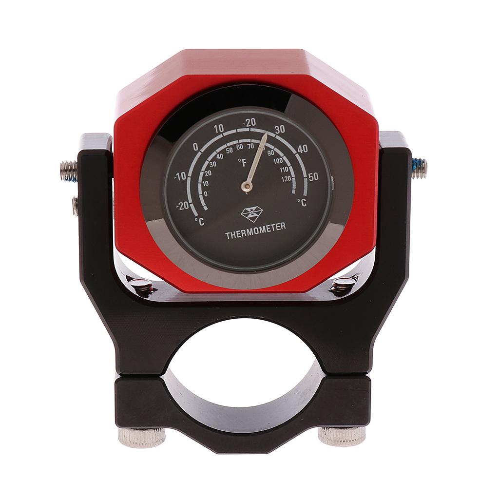 7/8 Handlebar Motorcycle Dial Clock Thermometer Luminous for Honda Red"