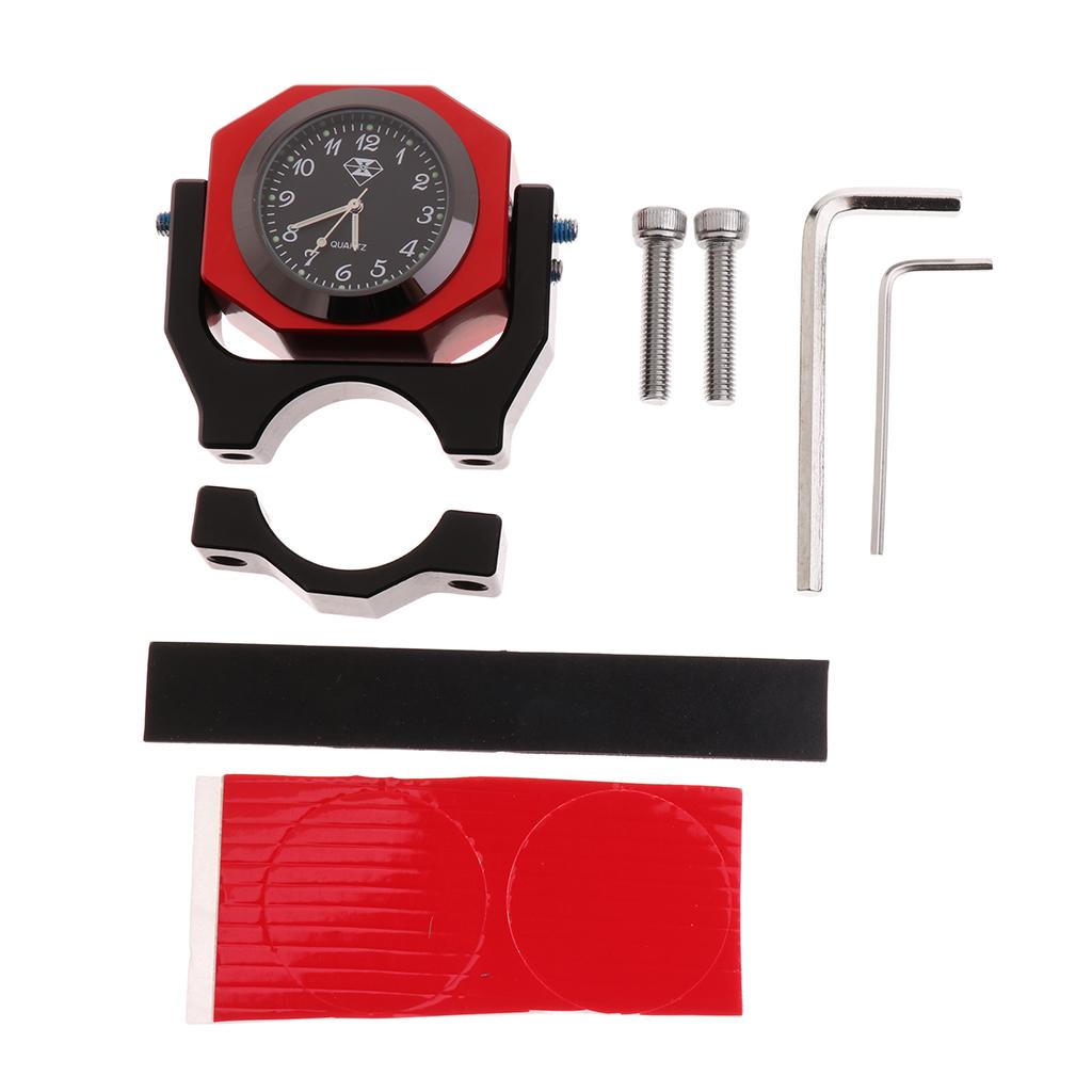 7/8 Handlebar Motorcycle Dial Clock Thermometer Luminous for Honda Red"
