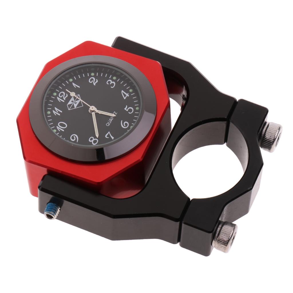 7/8 Handlebar Motorcycle Dial Clock Thermometer Luminous for Honda Red"