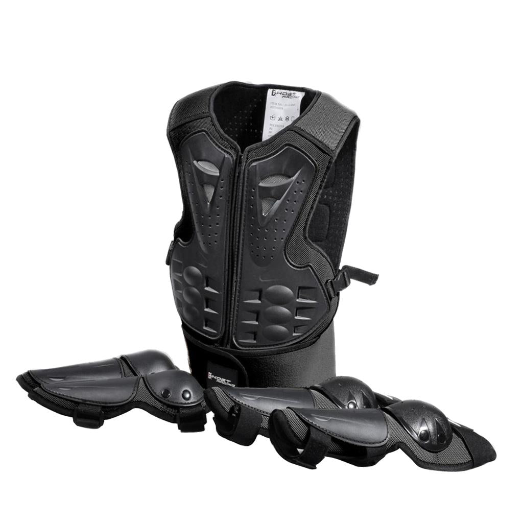 Kids Skateboard Cycling Skating Body Protector Elbow Knee Pads Gear Black