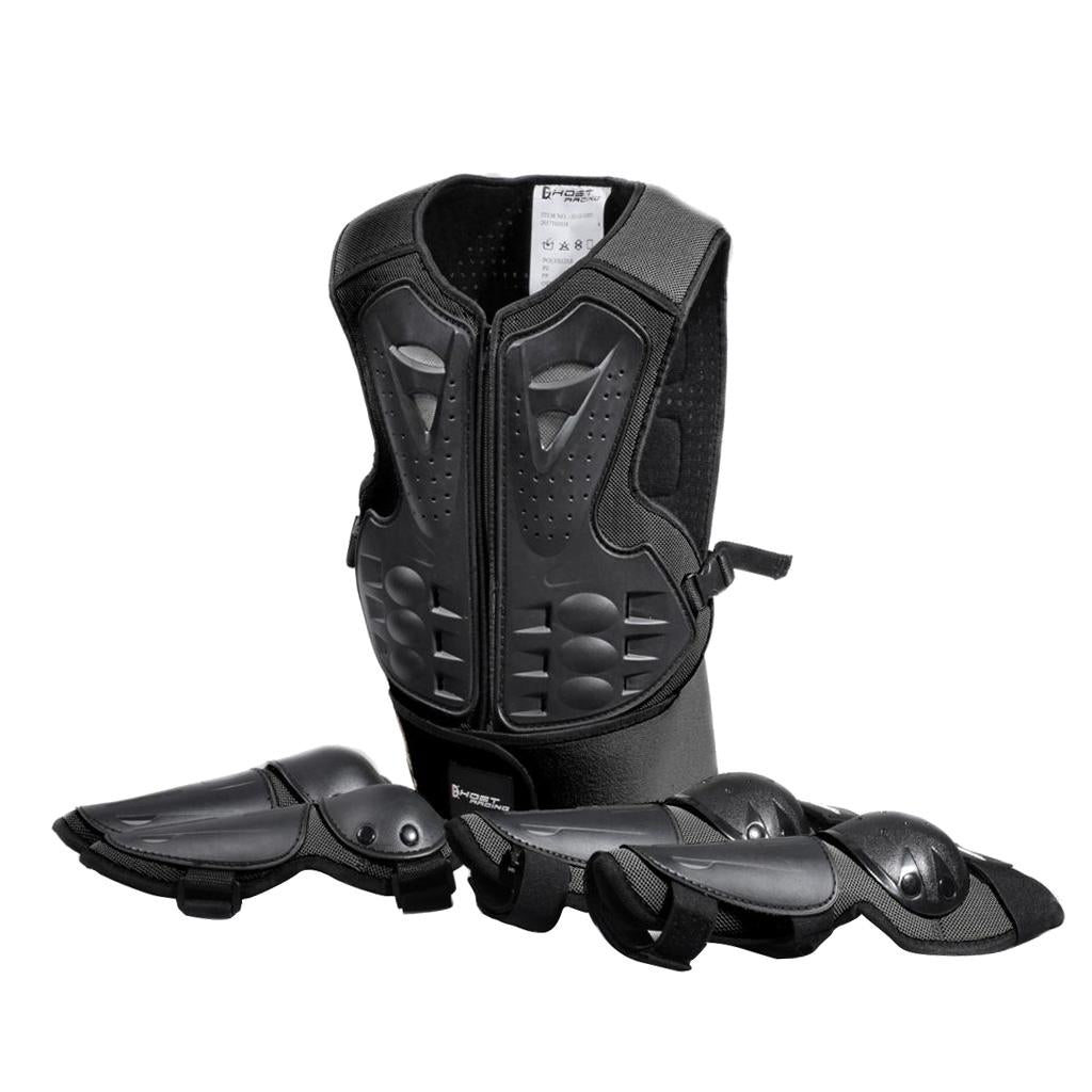 Kids Skateboard Cycling Skating Body Protector Elbow Knee Pads Gear Black