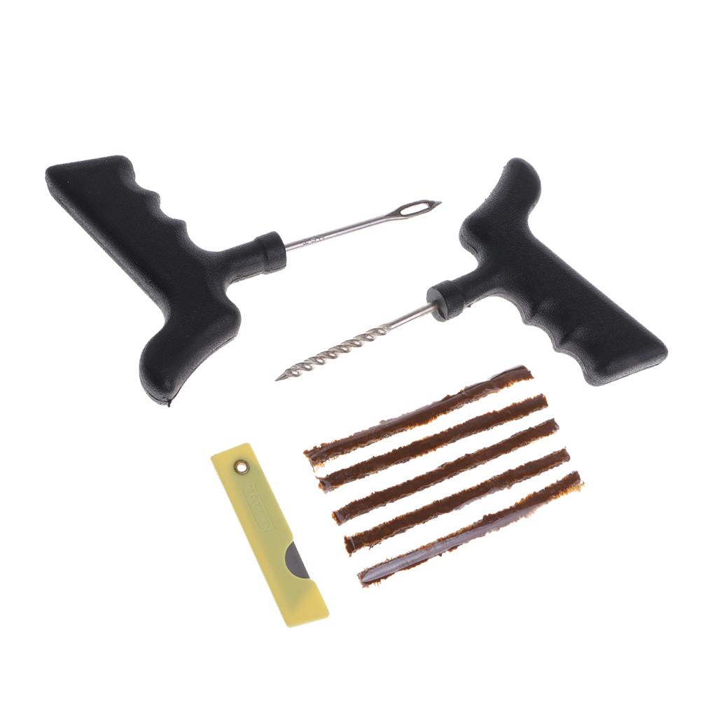 Motorcycle Tubeless Tyre Puncture Repair Kit Tire Tool Plug Emergency