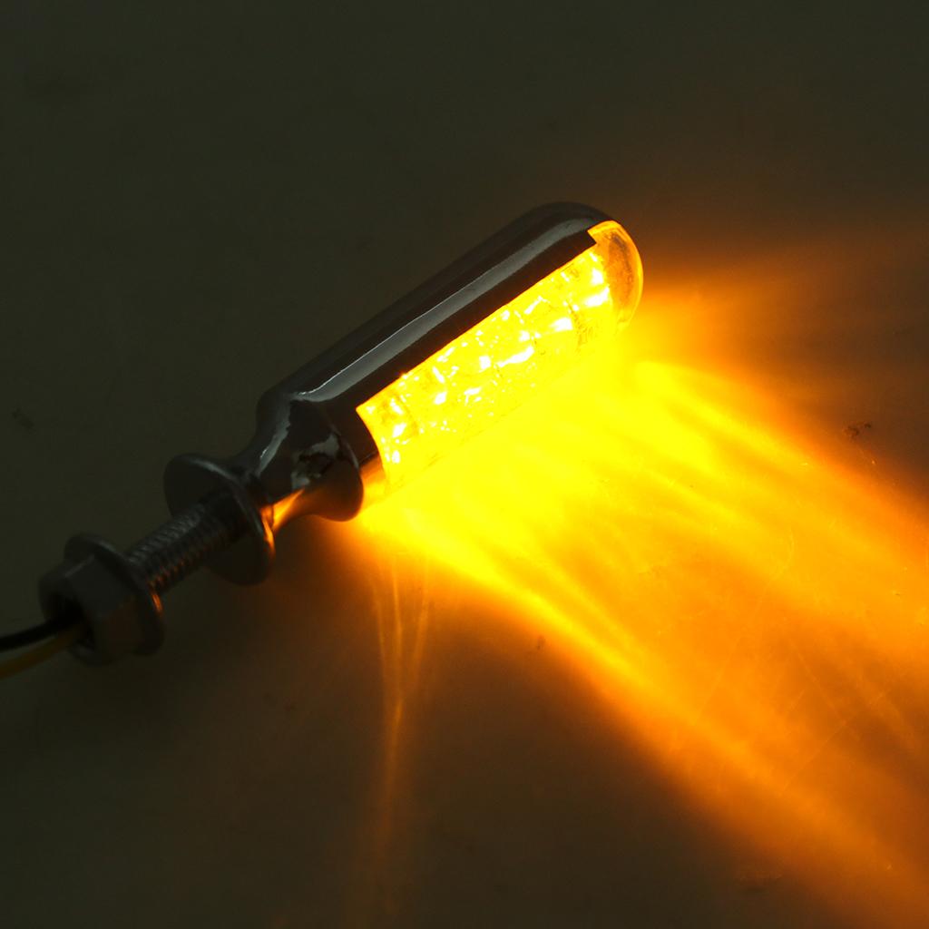 Universal Motorcycle LED Amber Turn Signal Indicator Light Blinker Chrome