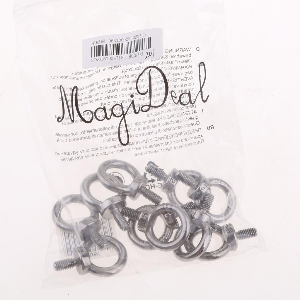 10pcs M6 Eye Bolt 316 Stainless Steel Shade Sail Boat Roof Rack Nut 6mm