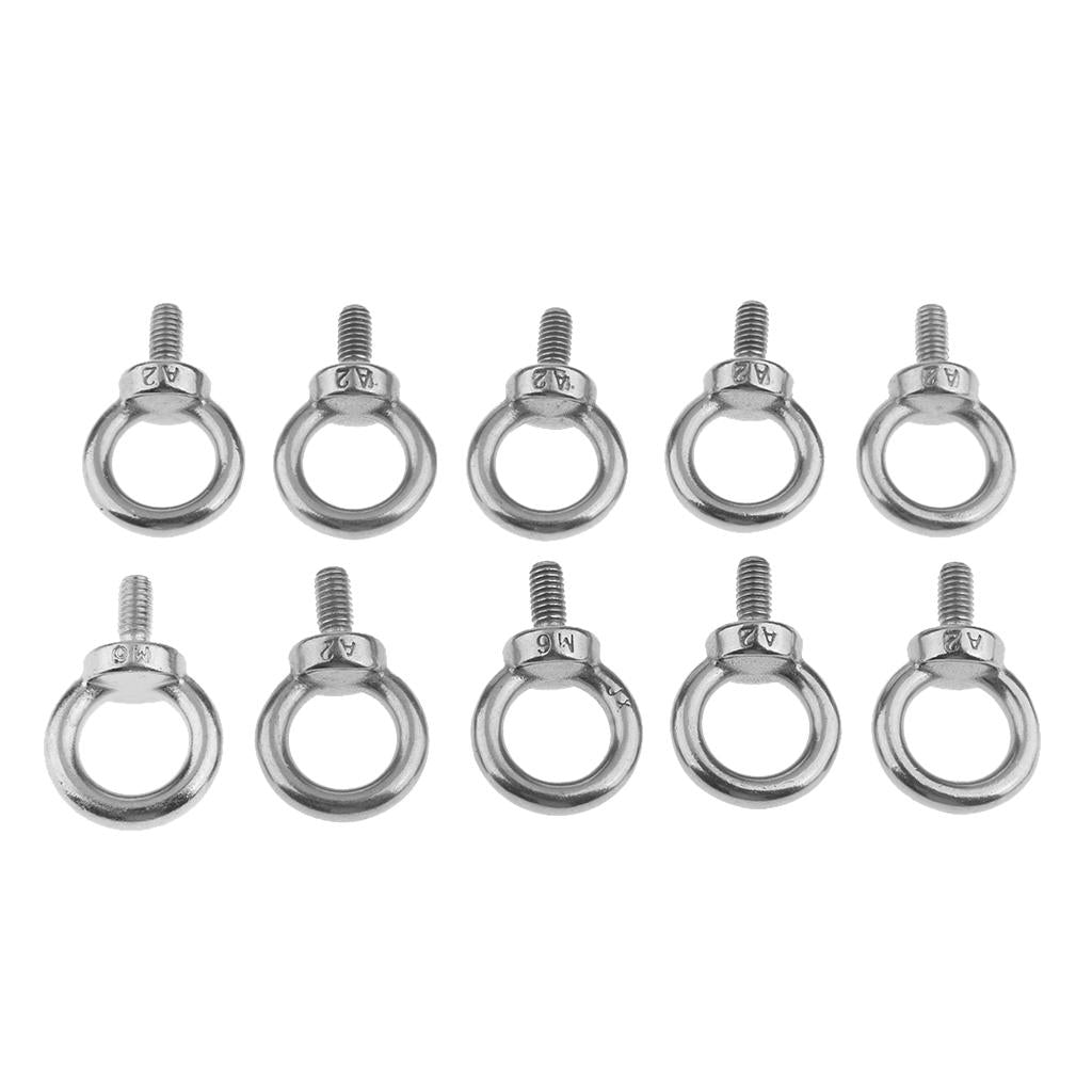 10pcs M6 Eye Bolt 316 Stainless Steel Shade Sail Boat Roof Rack Nut 6mm