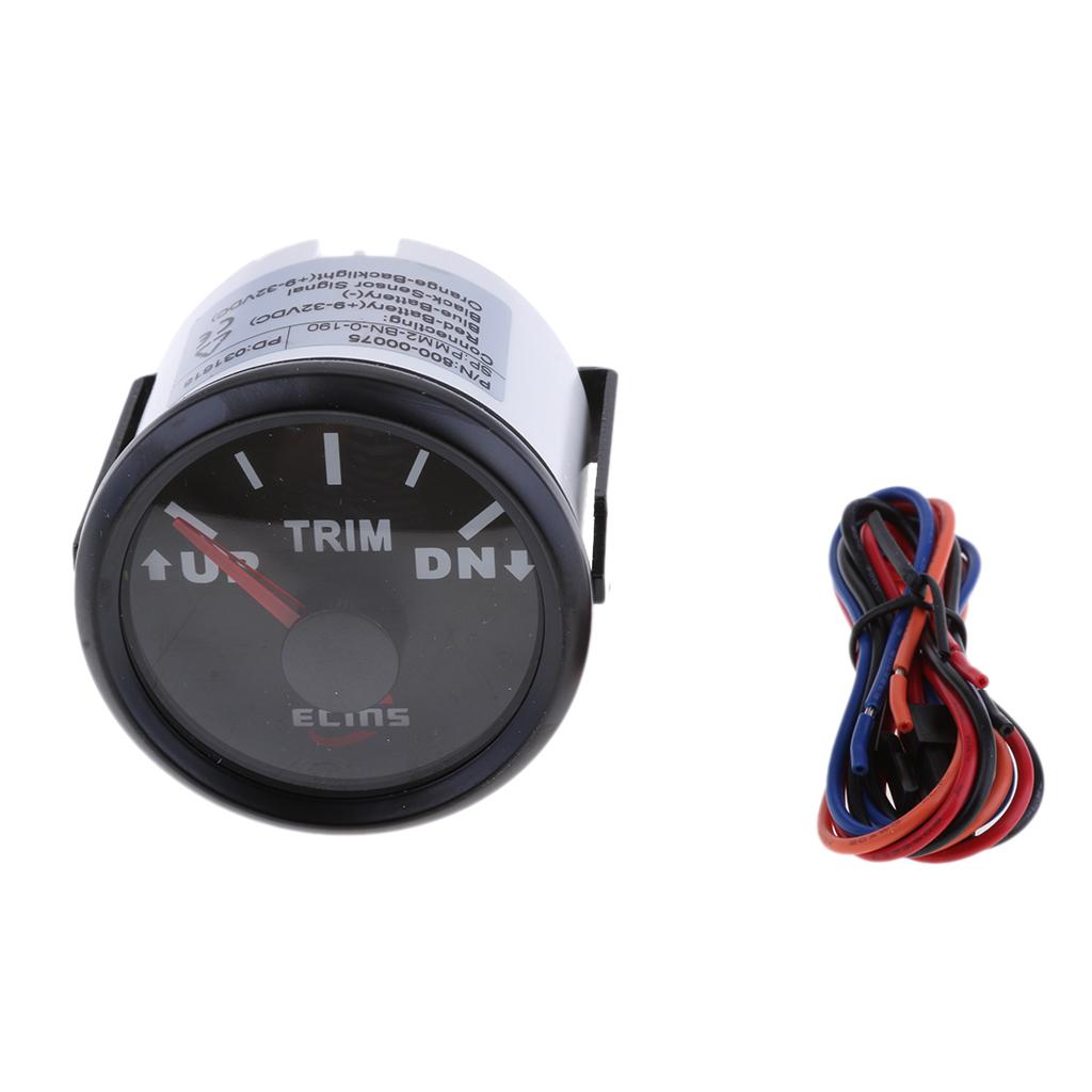 2 52mm UP-DN Electric Trim Level Gauge for Marine Boat Black Face#1"