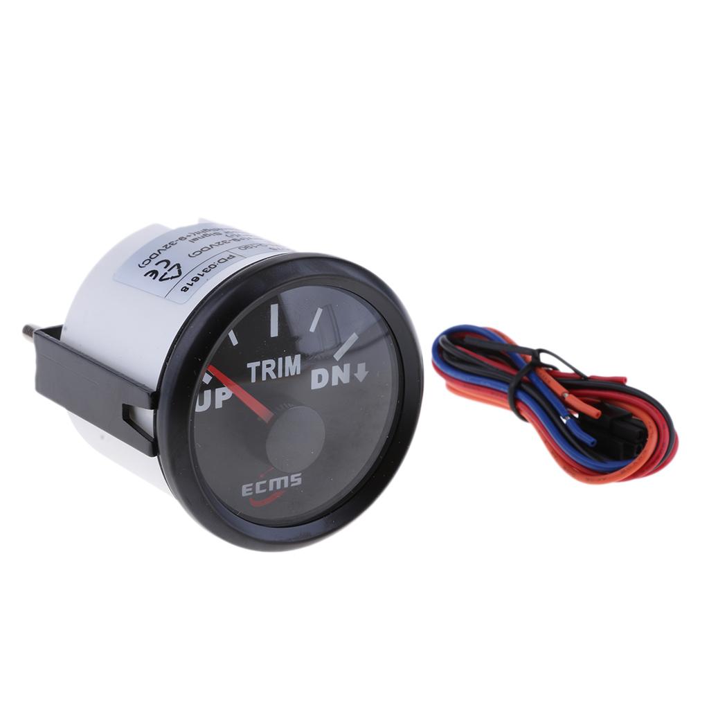 2 52mm UP-DN Electric Trim Level Gauge for Marine Boat Black Face#1"