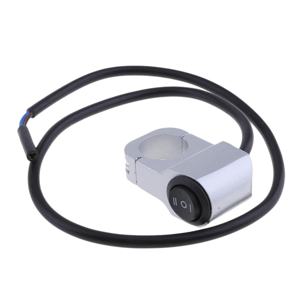 CNC Aluminum 12V 7/8 Motorcycle Handlebar Headlight On/Off Switch Silver"