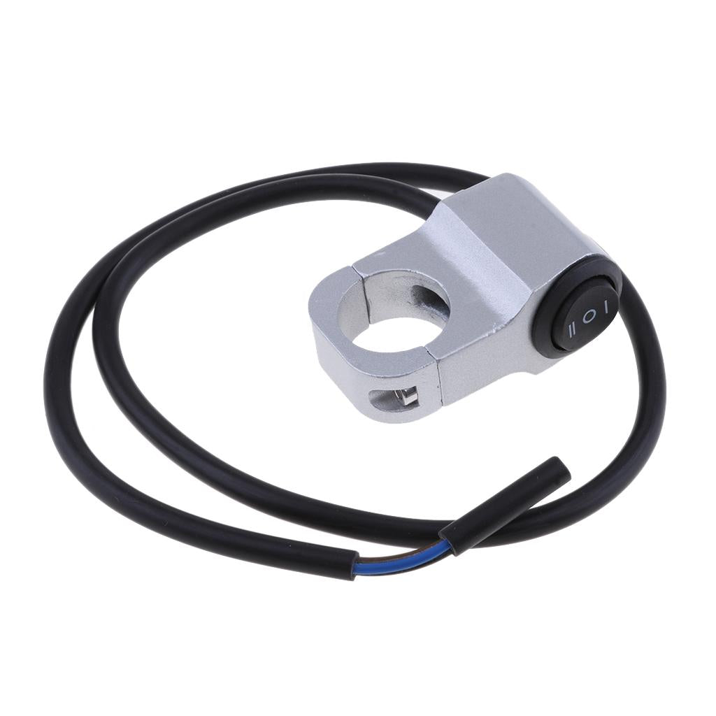 CNC Aluminum 12V 7/8 Motorcycle Handlebar Headlight On/Off Switch Silver"