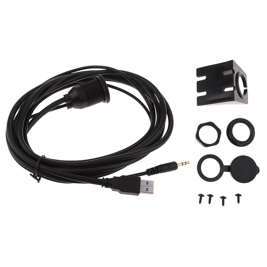 USB 3.0 & 3.5mm AUX Extention Flush Mount Cable for Car Boat Motor 2 Meter
