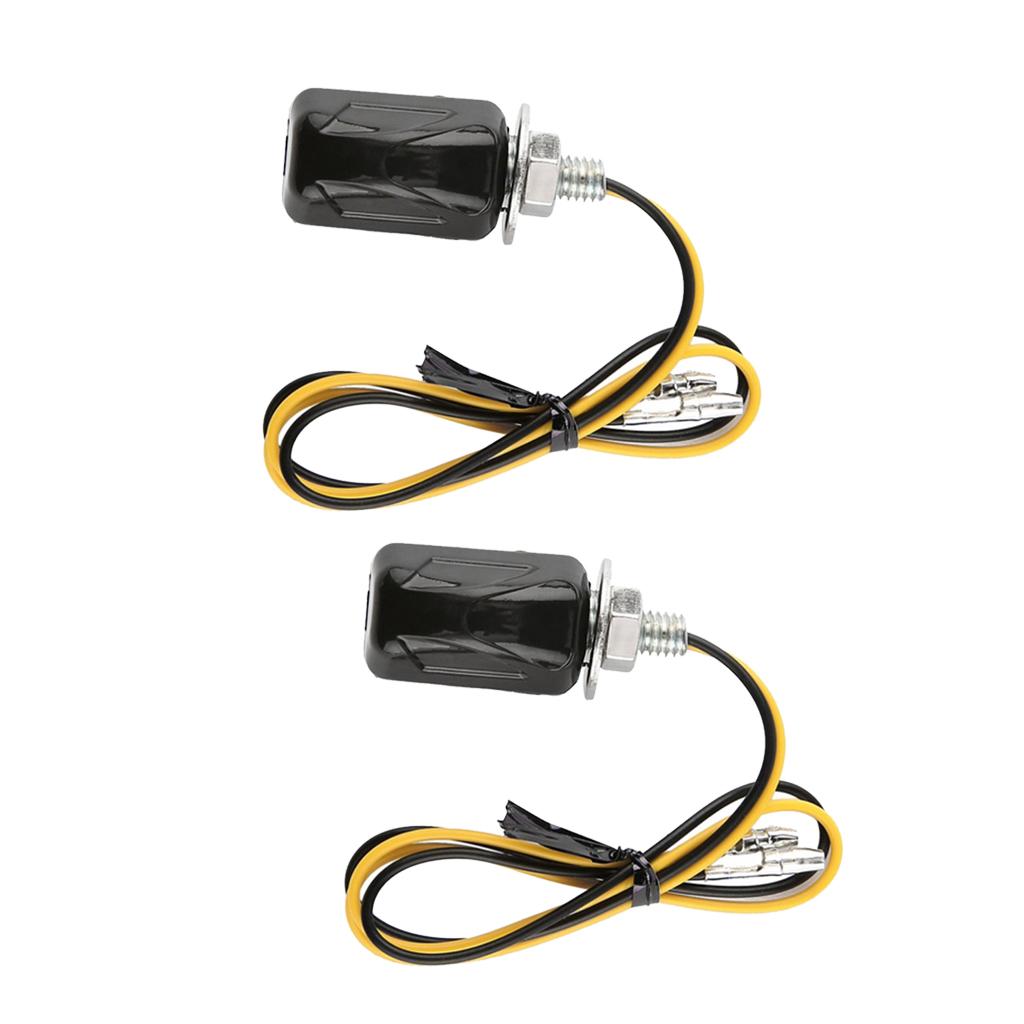 Pair 12V Motorcycle Mini LED Turn Signal Lamps for Harley Road King Black