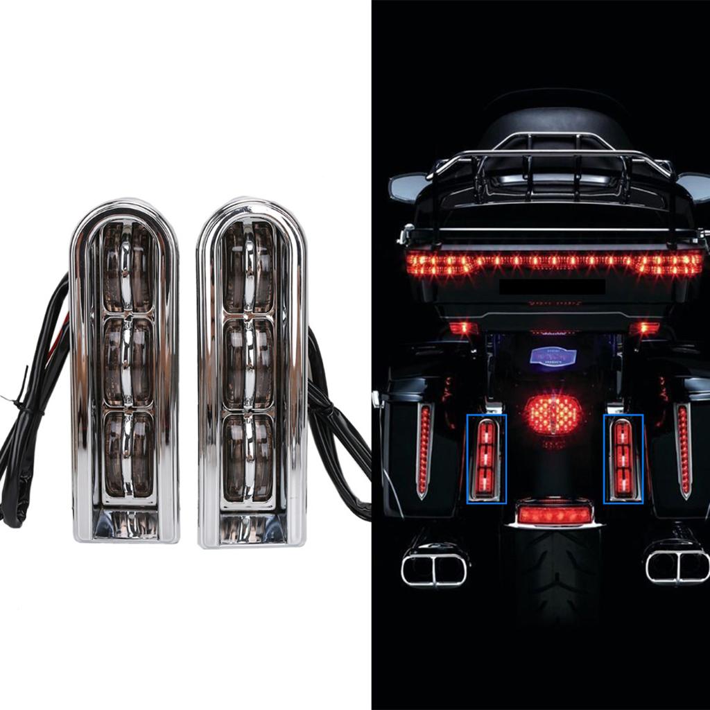 Saddlebag Insert Smoke LED Light Brake Tail Light for Harley Touring Silver