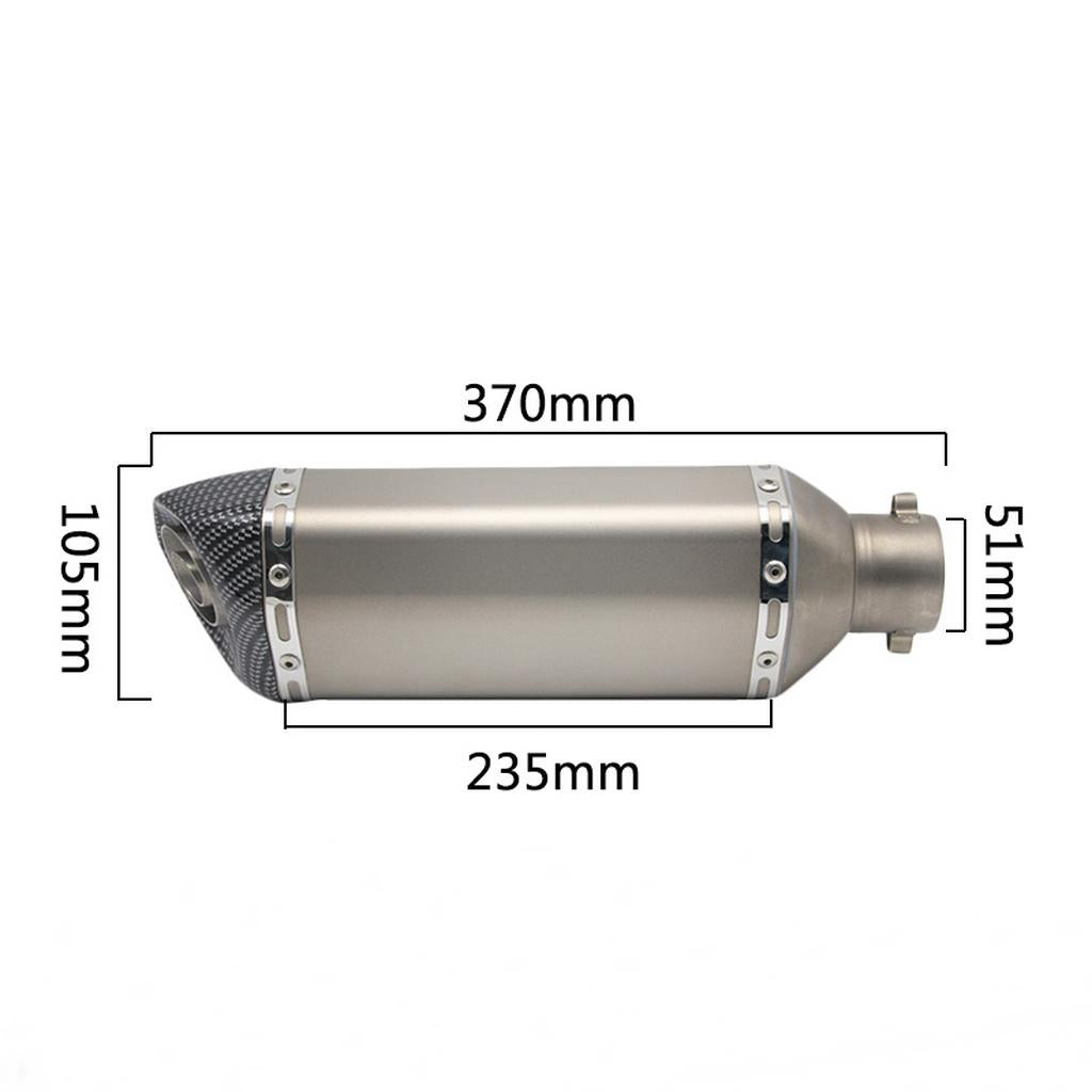 51mm Universal Anodized Aluminum Motorcycle Exhaust Muffler Side MatteSilver