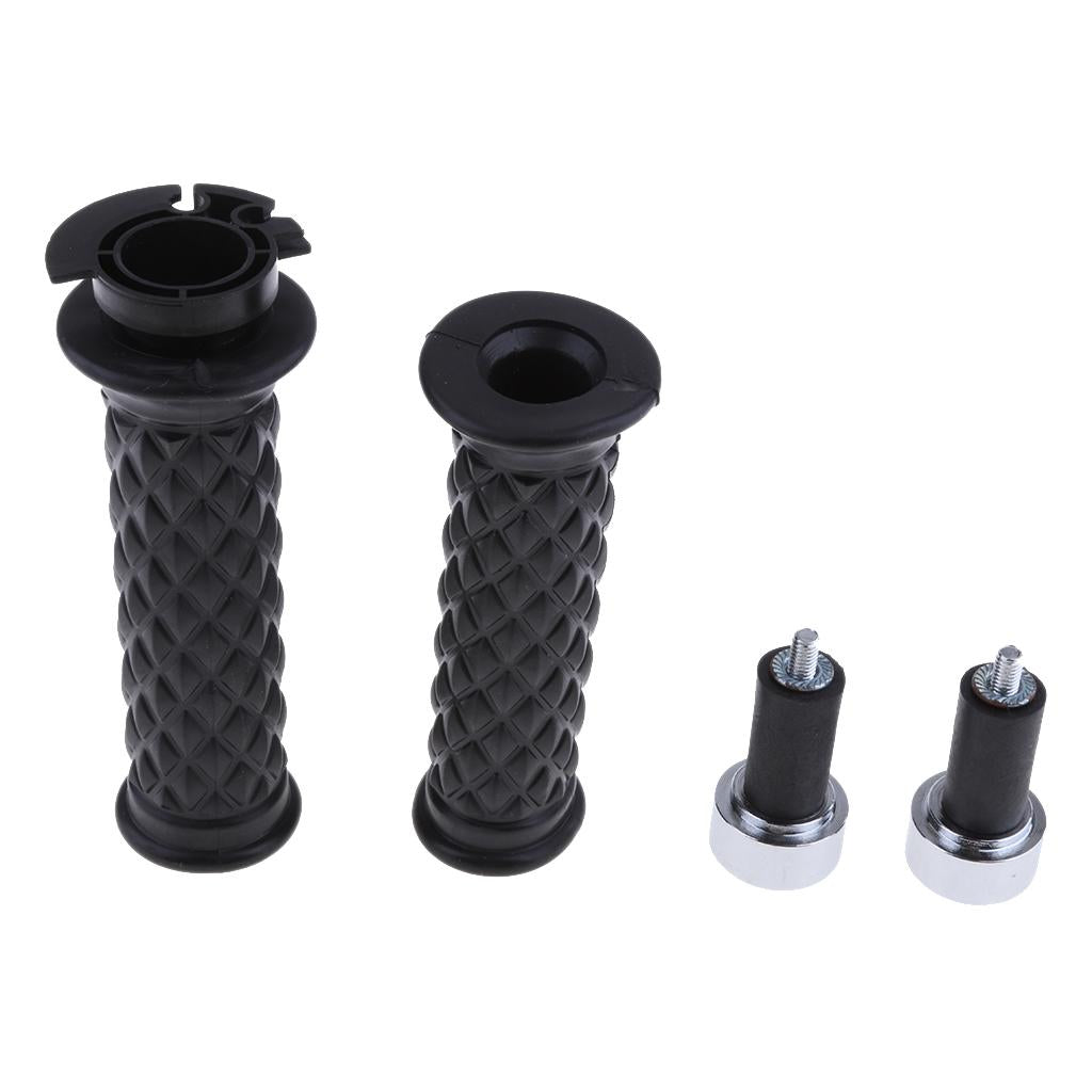 7/8'' 22mm Motorcycle Handlebar Diamond Throttle Grips for Bar End black