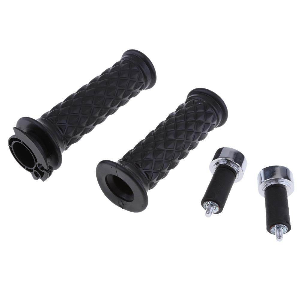 7/8'' 22mm Motorcycle Handlebar Diamond Throttle Grips for Bar End black
