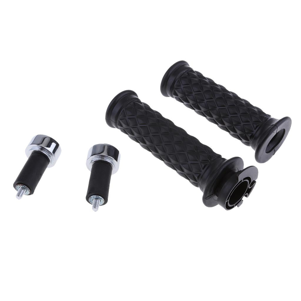 7/8'' 22mm Motorcycle Handlebar Diamond Throttle Grips for Bar End black