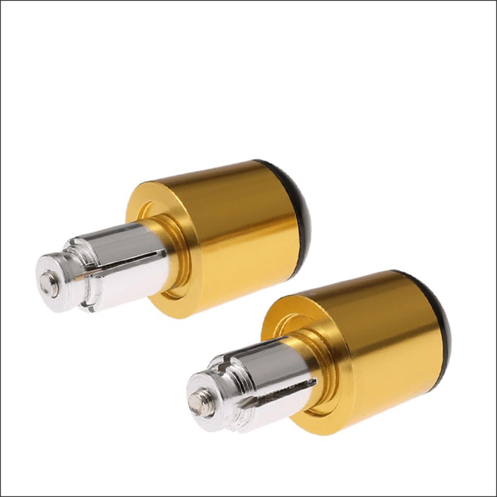  2pcs CNC Aluminum Universal Motorcycle Handlebar Grip End Caps gold