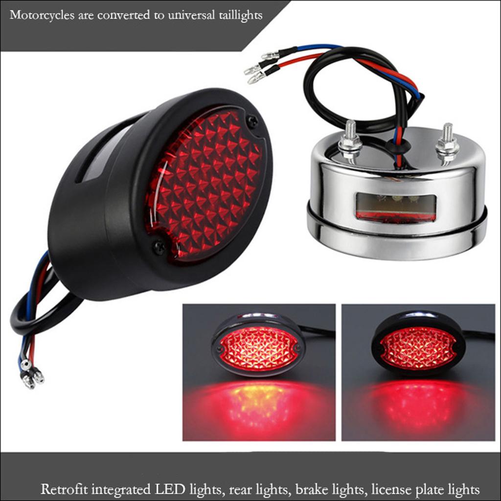 Motorcycle LED Running Rear Brake Stop License Plate Tail Light 12V Black