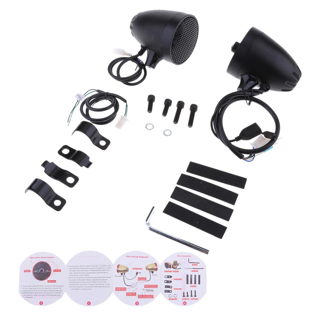 Waterproof Motorbike Audio System USB MP3 FM Stereo Speaker Universal Black
