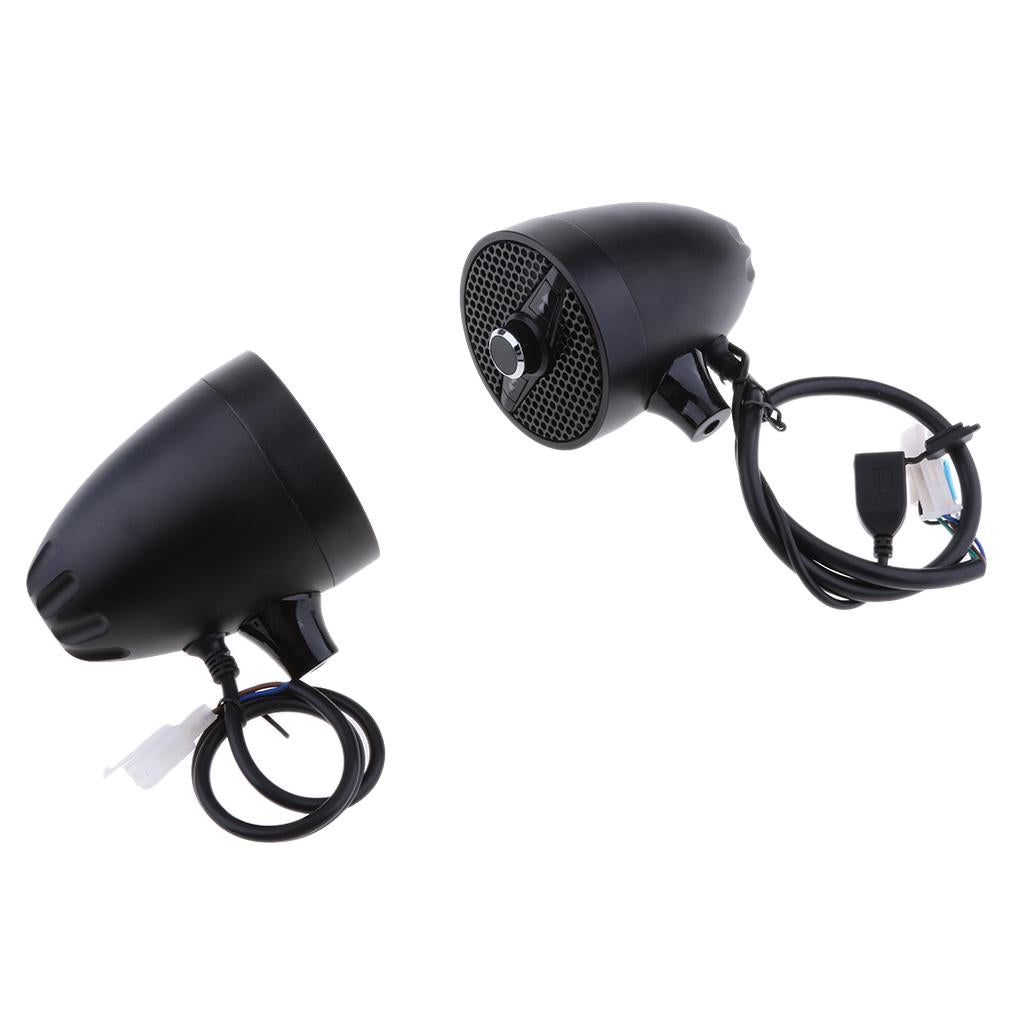 Waterproof Motorbike Audio System USB MP3 FM Stereo Speaker Universal Black