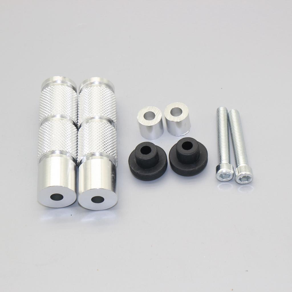 2Pcs Universal CNC Aluminum Motorcycle ATV Footrests Foot Pegs Pedals silver