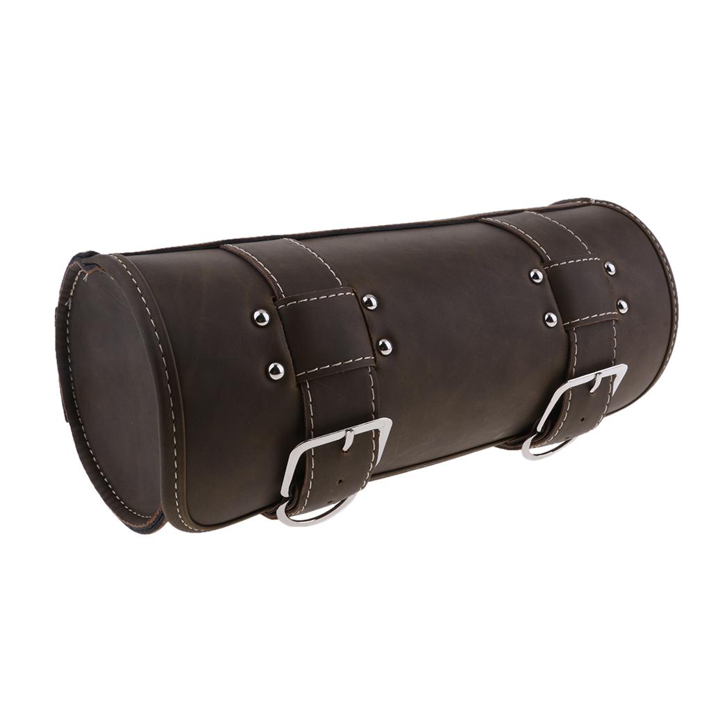 Motorcycle Tool Bag Saddlebag PU Leather Storage Tool Pouch Brown