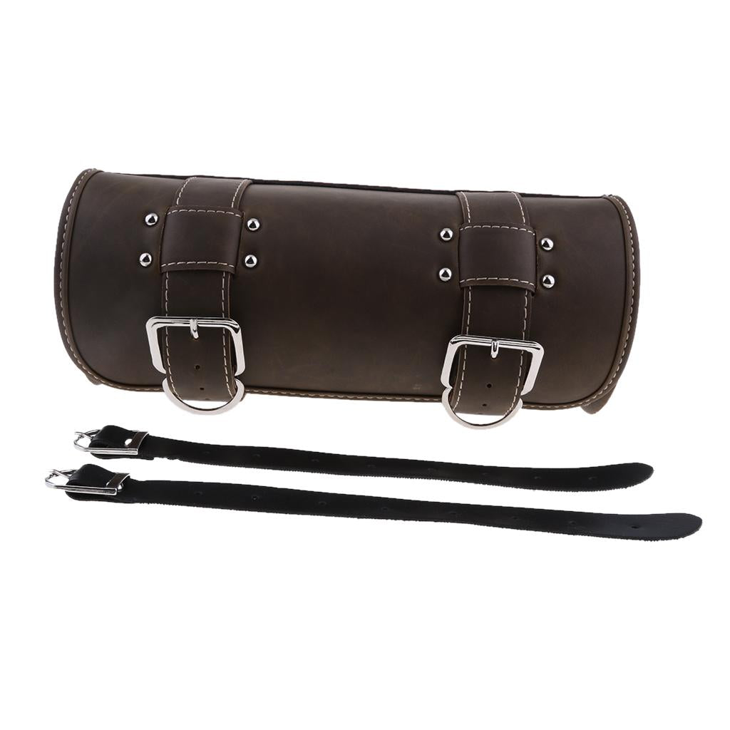 Motorcycle Tool Bag Saddlebag PU Leather Storage Tool Pouch Brown