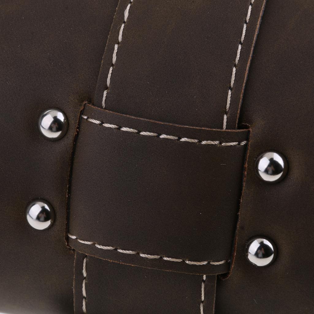 Motorcycle Tool Bag Saddlebag PU Leather Storage Tool Pouch Brown