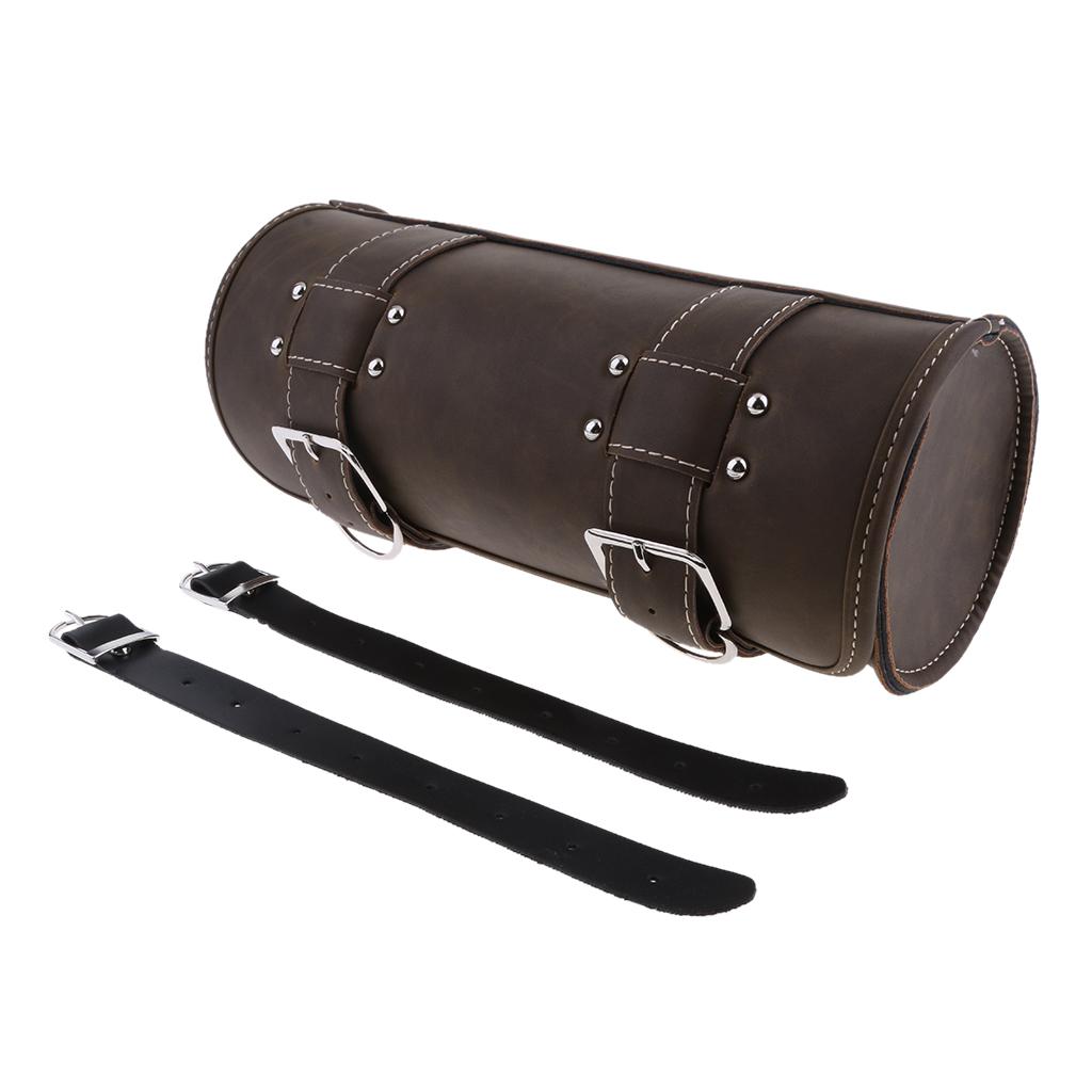 Motorcycle Tool Bag Saddlebag PU Leather Storage Tool Pouch Brown