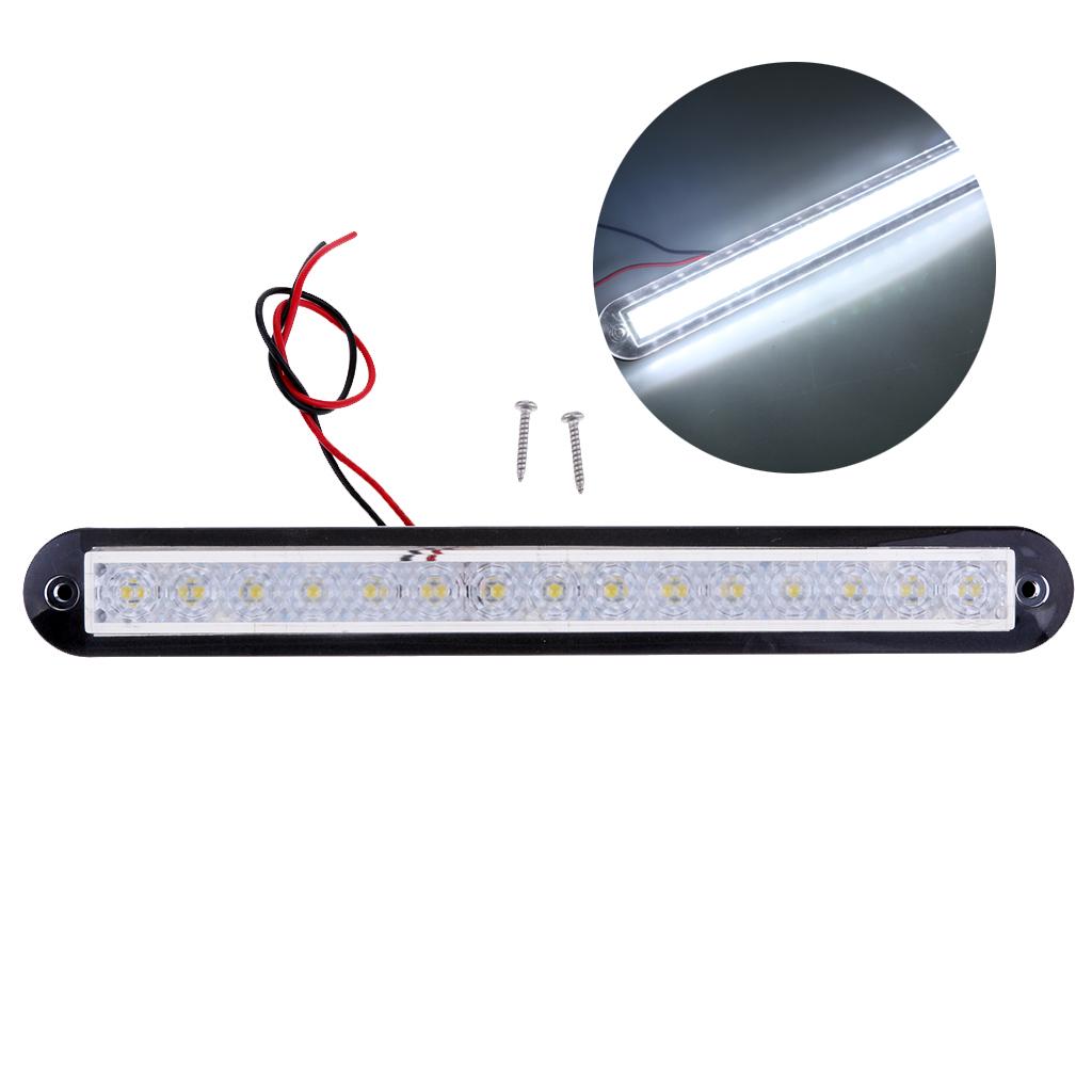 White Waterproof 15 Diodes LED Utility Side Marker Strip Light Cart 12V Bar