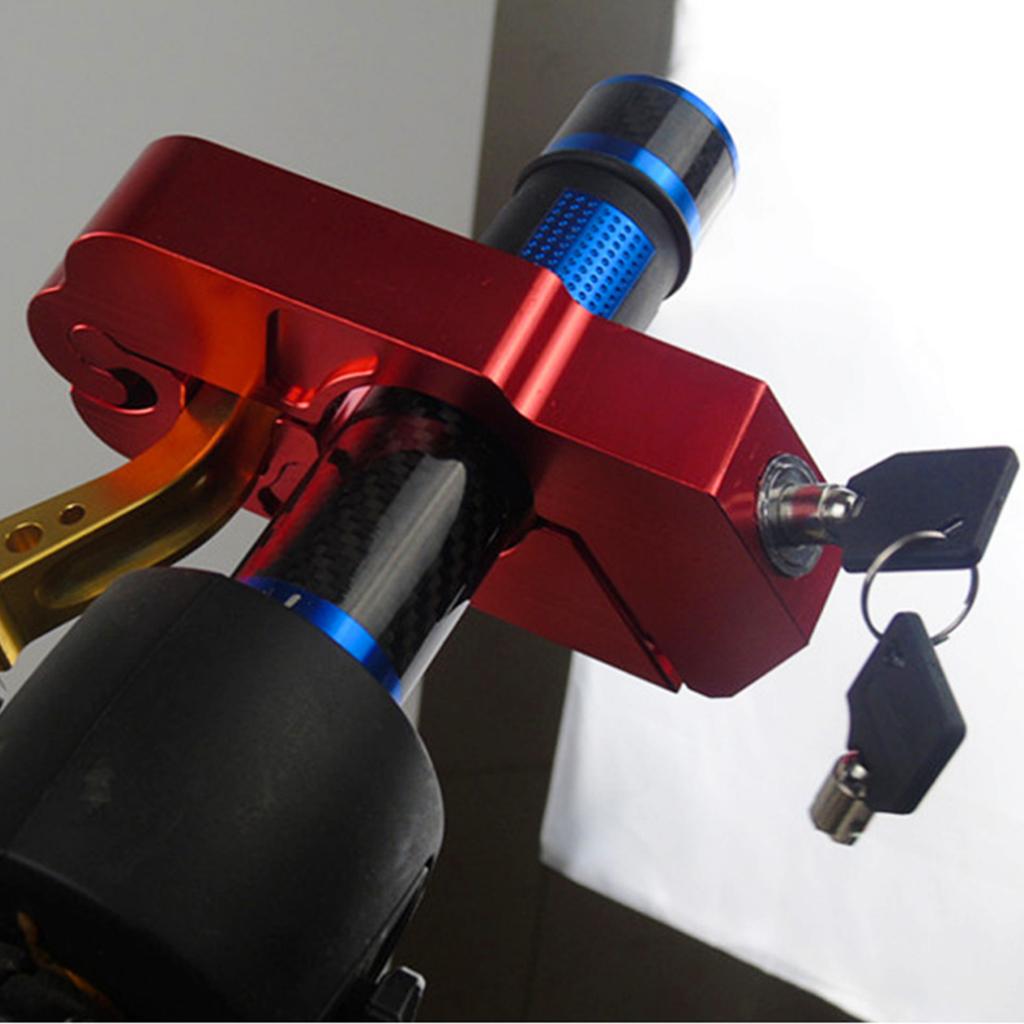 CNC Motorcycle Handle Throttle Grip Security Lock with 2 Keys Red