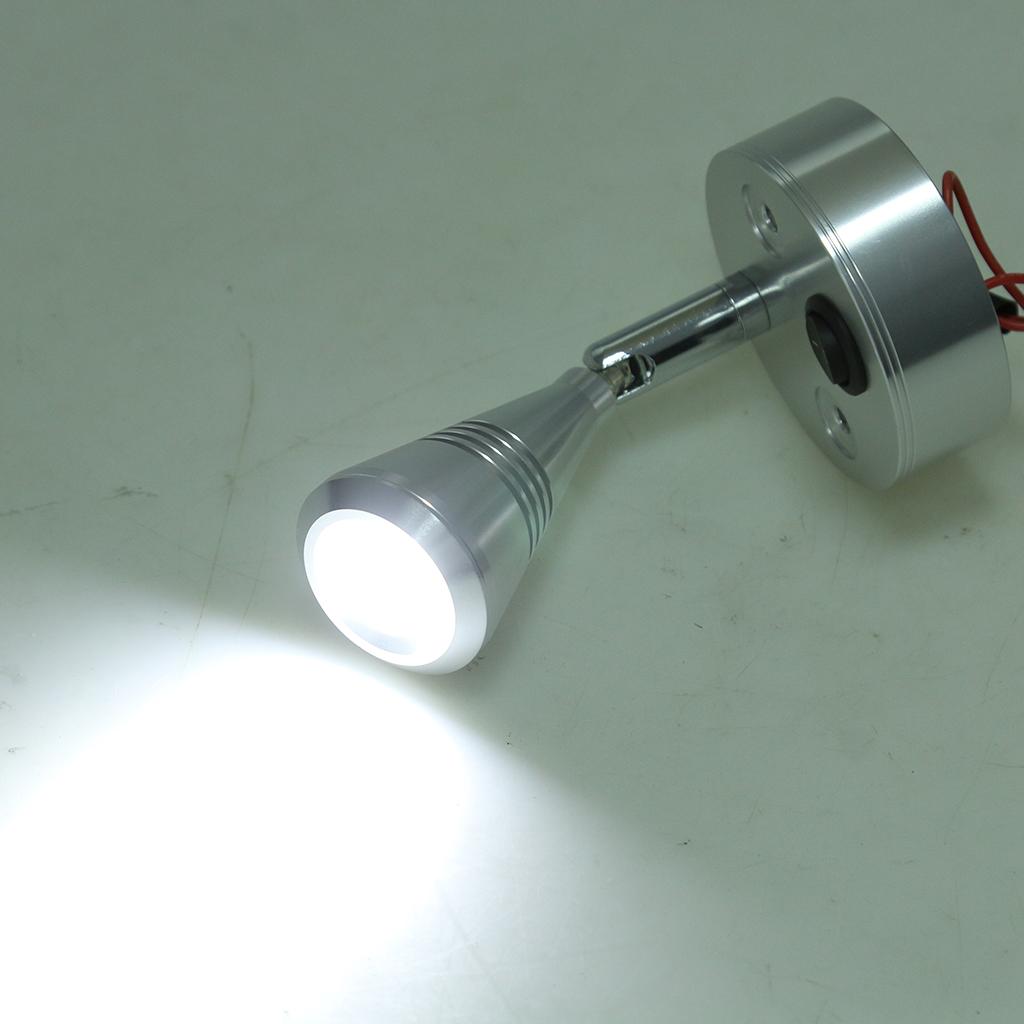 12V LED Wall Spotlight Reading Light Caravan/Boat 3W Cabin/Chart Lamp Silver